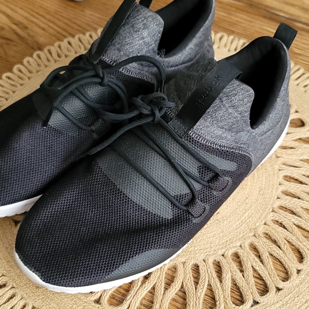 REEBOK Black and Heathered Gray Running Sneakers